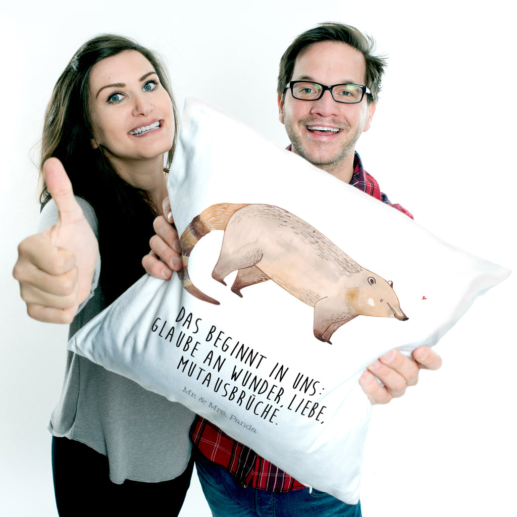 40x40 Kissen Nasenbaer Kissenhülle, Kopfkissen, Sofakissen, Dekokissen, Motivkissen, Tiermotive, Gute Laune, lustige Sprüche, Tiere, Nasenbär, Nasenbären, Rüsselbär, Bär