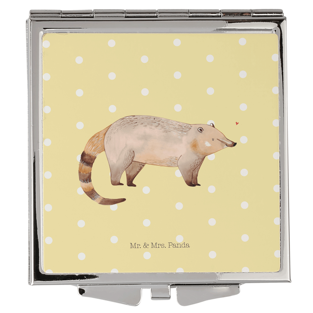 Handtaschenspiegel quadratisch Nasenbaer Spiegel, Handtasche, Quadrat, silber, schminken, Schminkspiegel, Tiermotive, Gute Laune, lustige Sprüche, Tiere, Nasenbär, Nasenbären, Rüsselbär, Bär