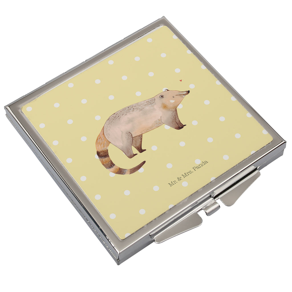 Handtaschenspiegel quadratisch Nasenbaer Spiegel, Handtasche, Quadrat, silber, schminken, Schminkspiegel, Tiermotive, Gute Laune, lustige Sprüche, Tiere, Nasenbär, Nasenbären, Rüsselbär, Bär