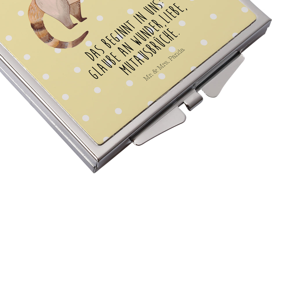 Handtaschenspiegel quadratisch Nasenbaer Spiegel, Handtasche, Quadrat, silber, schminken, Schminkspiegel, Tiermotive, Gute Laune, lustige Sprüche, Tiere, Nasenbär, Nasenbären, Rüsselbär, Bär