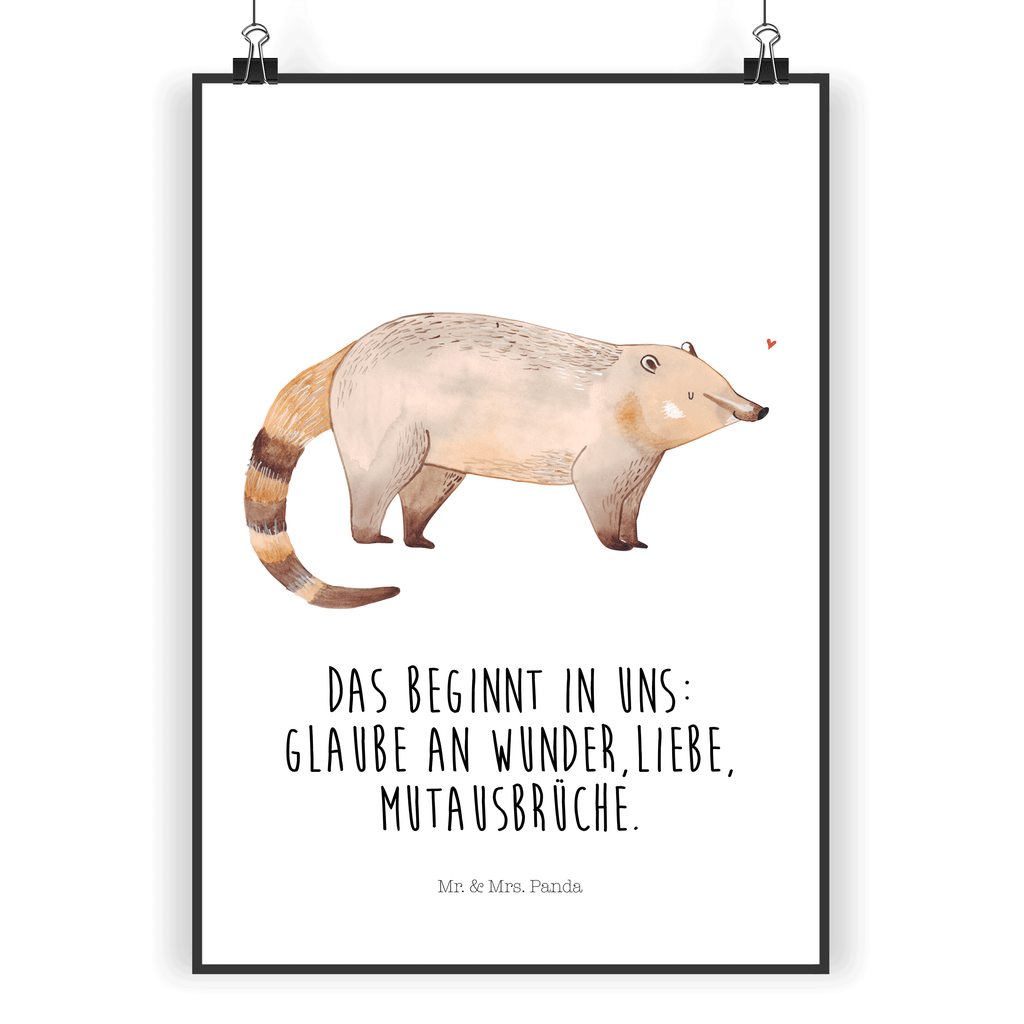 Poster Nasenbaer Poster, Wandposter, Bild, Wanddeko, Küchenposter, Kinderposter, Wanddeko Bild, Raumdekoration, Wanddekoration, Handgemaltes Poster, Mr. & Mrs. Panda Poster, Designposter, Kunstdruck, Posterdruck, Tiermotive, Gute Laune, lustige Sprüche, Tiere, Nasenbär, Nasenbären, Rüsselbär, Bär
