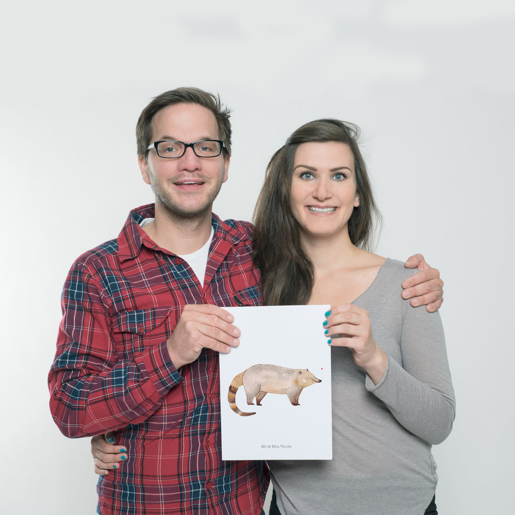 Poster Nasenbaer Poster, Wandposter, Bild, Wanddeko, Küchenposter, Kinderposter, Wanddeko Bild, Raumdekoration, Wanddekoration, Handgemaltes Poster, Mr. & Mrs. Panda Poster, Designposter, Kunstdruck, Posterdruck, Tiermotive, Gute Laune, lustige Sprüche, Tiere, Nasenbär, Nasenbären, Rüsselbär, Bär