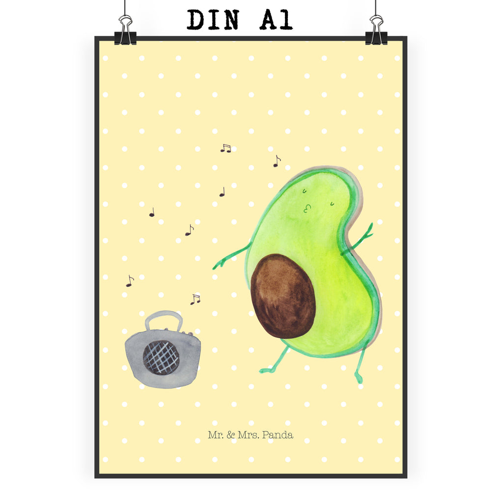 Poster Avocado tanzt Poster, Wandposter, Bild, Wanddeko, Küchenposter, Kinderposter, Wanddeko Bild, Raumdekoration, Wanddekoration, Handgemaltes Poster, Mr. & Mrs. Panda Poster, Designposter, Kunstdruck, Posterdruck, Avocado, Veggie, Vegan, Gesund