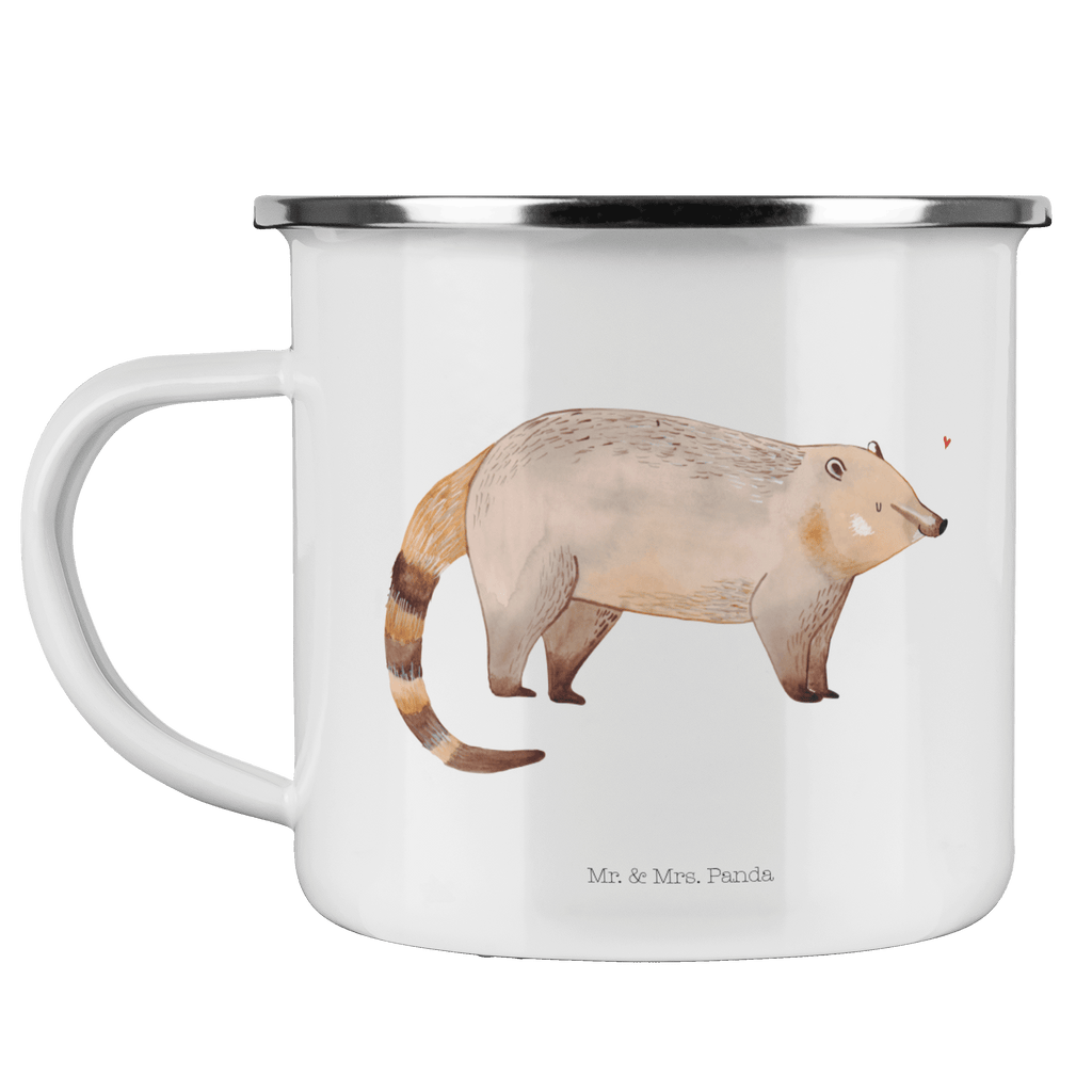 Camping Emaille Tasse Nasenbaer Campingtasse, Trinkbecher, Metalltasse, Outdoor Tasse, Emaille Trinkbecher, Blechtasse Outdoor, Emaille Campingbecher, Edelstahl Trinkbecher, Metalltasse für Camping, Kaffee Blechtasse, Camping Tasse Metall, Tiermotive, Gute Laune, lustige Sprüche, Tiere, Nasenbär, Nasenbären, Rüsselbär, Bär