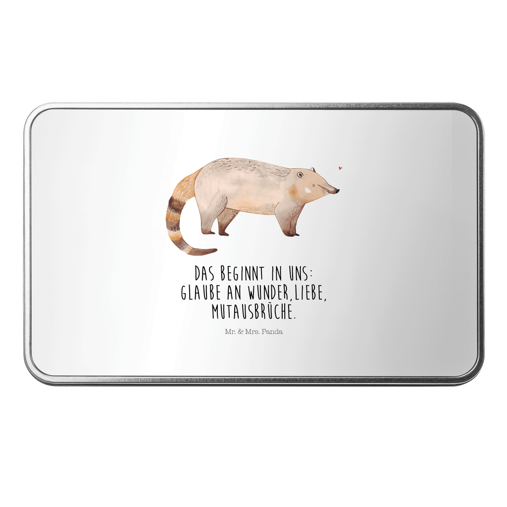 Metalldose rechteckig Nasenbaer Blechdose, Metalldose, Blechbox, Container, Keksdose, Vorratsdose, Vorratsbox, Döschen, Versperbox, Vesperdose, Aufbewahrungsdose, Aufbewahrungsbox, Aluminiumdose, Dose, Tiermotive, Gute Laune, lustige Sprüche, Tiere, Nasenbär, Nasenbären, Rüsselbär, Bär