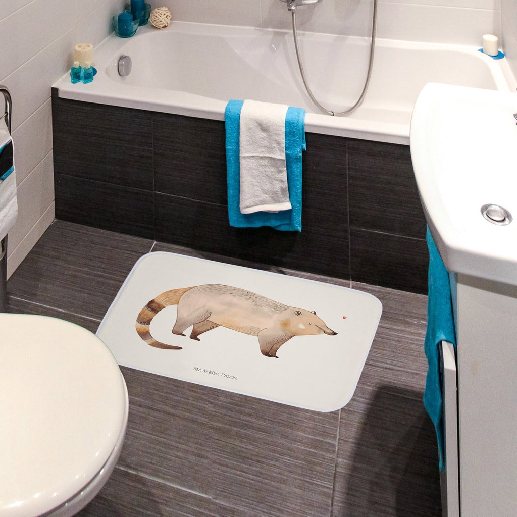 Badvorleger Nasenbaer Badematte, Badteppich, Duschvorleger, Badezimmerteppich, Badezimmermatte, Badvorleger, Duschmatte, Duschteppich, Tiermotive, Gute Laune, lustige Sprüche, Tiere, Nasenbär, Nasenbären, Rüsselbär, Bär