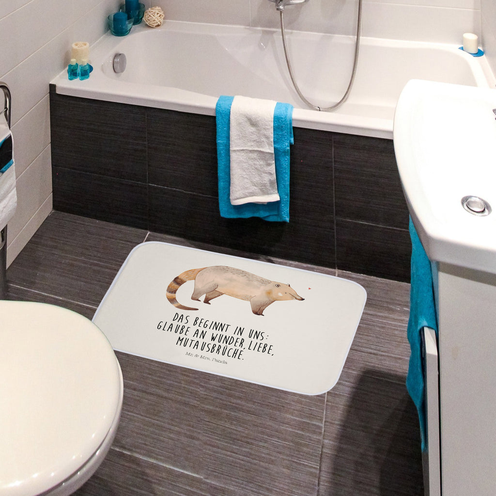 Badvorleger Nasenbaer Badematte, Badteppich, Duschvorleger, Badezimmerteppich, Badezimmermatte, Badvorleger, Duschmatte, Duschteppich, Tiermotive, Gute Laune, lustige Sprüche, Tiere, Nasenbär, Nasenbären, Rüsselbär, Bär