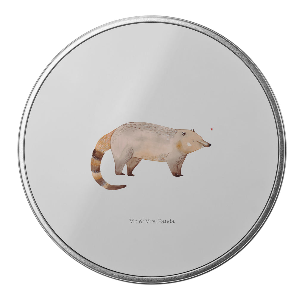 Blechdose rund Nasenbaer Metalldose, Keksdose, Dose, Vorratsdose, Geschenkbox, Tiermotive, Gute Laune, lustige Sprüche, Tiere, Nasenbär, Nasenbären, Rüsselbär, Bär