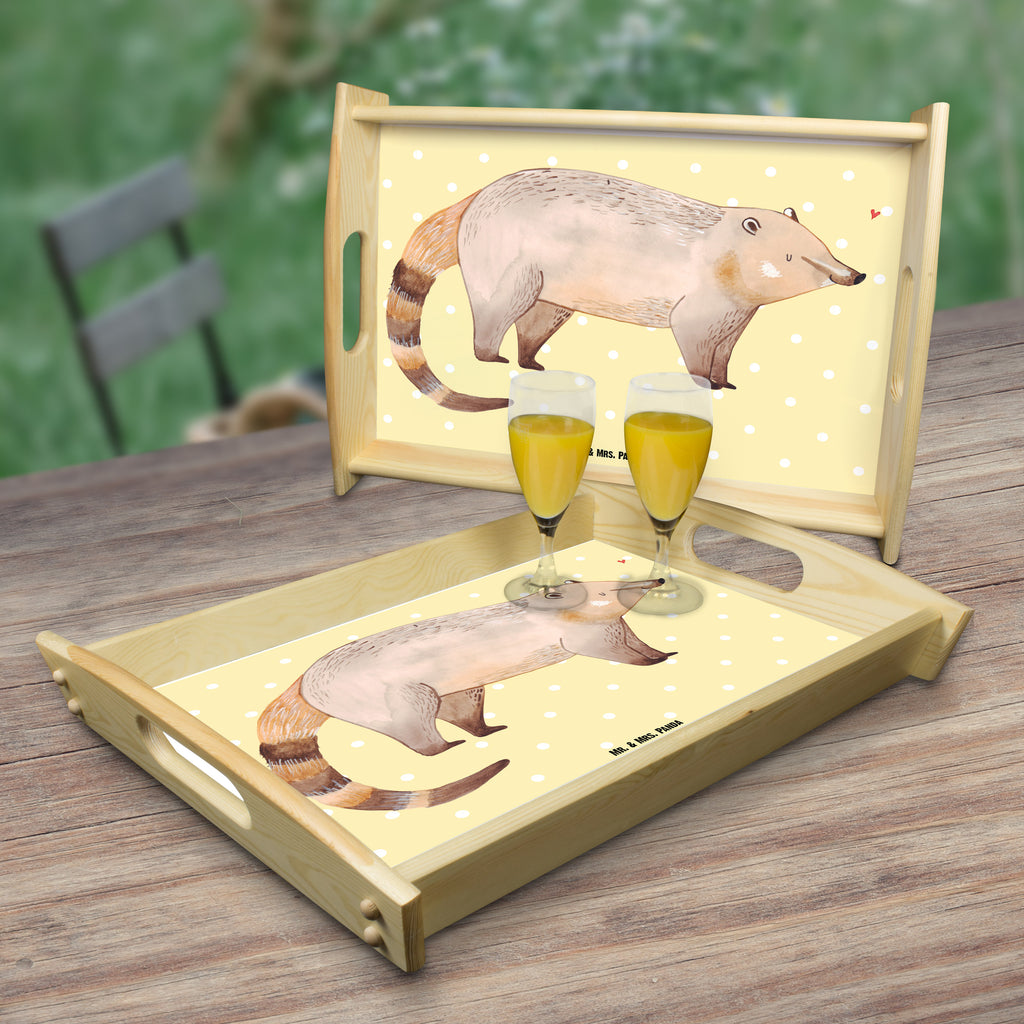 Serviertablett Nasenbaer Tablett, Holztablett, Küchentablett, Dekotablett, Frühstückstablett, Tiermotive, Gute Laune, lustige Sprüche, Tiere, Nasenbär, Nasenbären, Rüsselbär, Bär