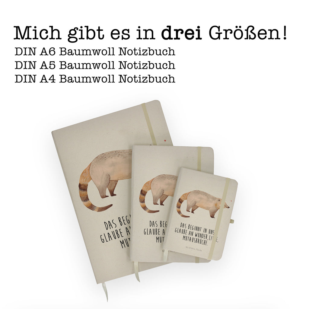 DIN A6 Baumwoll Notizbuch Nasenbaer Notizen, Eintragebuch, Tagebuch, Notizblock, Adressbuch, Journal, Kladde, Skizzenbuch, Notizheft, Schreibbuch, Schreibheft, Tiermotive, Gute Laune, lustige Sprüche, Tiere, Nasenbär, Nasenbären, Rüsselbär, Bär