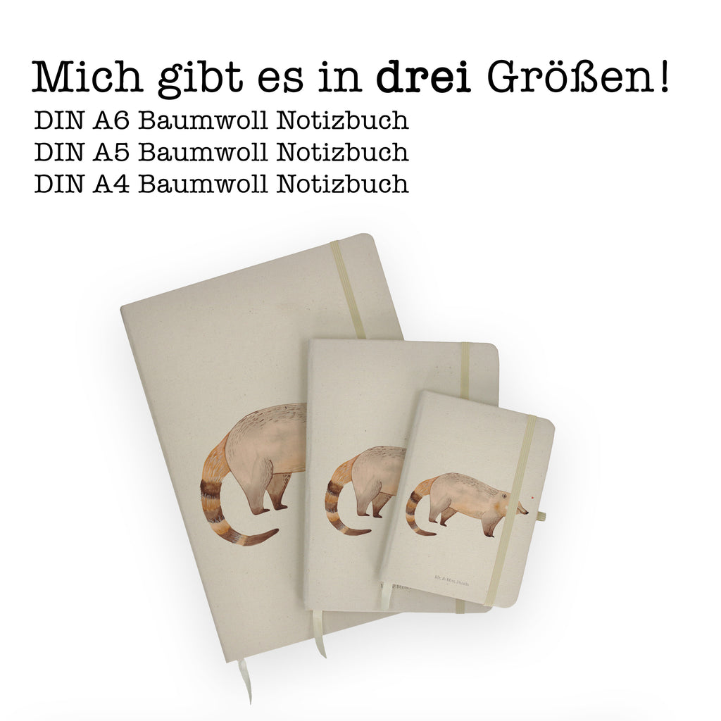 DIN A6 Baumwoll Notizbuch Nasenbaer Notizen, Eintragebuch, Tagebuch, Notizblock, Adressbuch, Journal, Kladde, Skizzenbuch, Notizheft, Schreibbuch, Schreibheft, Tiermotive, Gute Laune, lustige Sprüche, Tiere, Nasenbär, Nasenbären, Rüsselbär, Bär