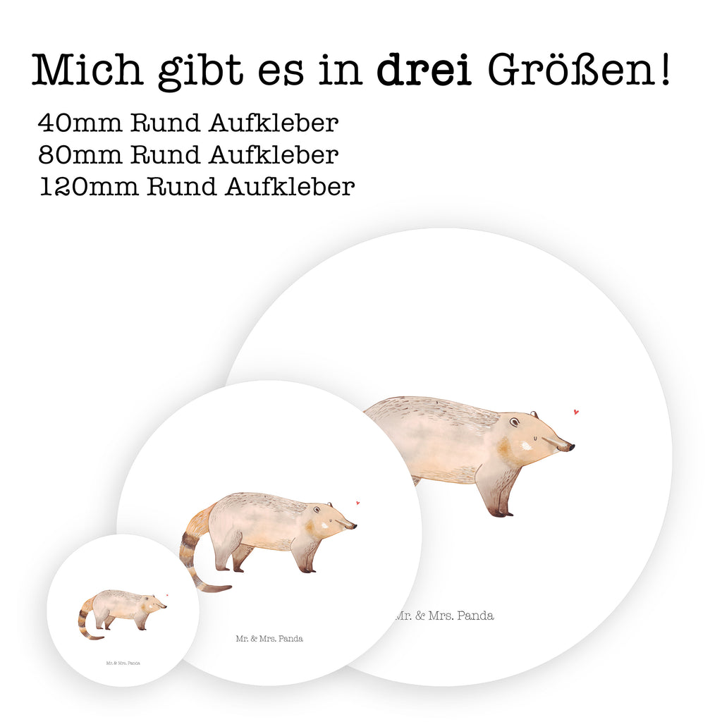 40mm Rund Aufkleber Nasenbaer Sticker, Aufkleber, Etikett, Tiermotive, Gute Laune, lustige Sprüche, Tiere, Nasenbär, Nasenbären, Rüsselbär, Bär