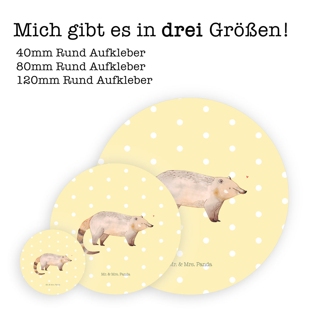 40mm Rund Aufkleber Nasenbaer Sticker, Aufkleber, Etikett, Tiermotive, Gute Laune, lustige Sprüche, Tiere, Nasenbär, Nasenbären, Rüsselbär, Bär