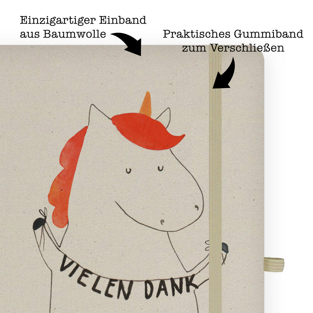 DIN A4 Baumwoll Notizbuch Einhorn Vielen Dank Notizen, Eintragebuch, Tagebuch, Notizblock, Adressbuch, Journal, Kladde, Skizzenbuch, Notizheft, Schreibbuch, Schreibheft, Einhorn, Einhörner, Einhorn Deko, Pegasus, Unicorn, Danke, vielen Dank, Dankeschön, Danksagung