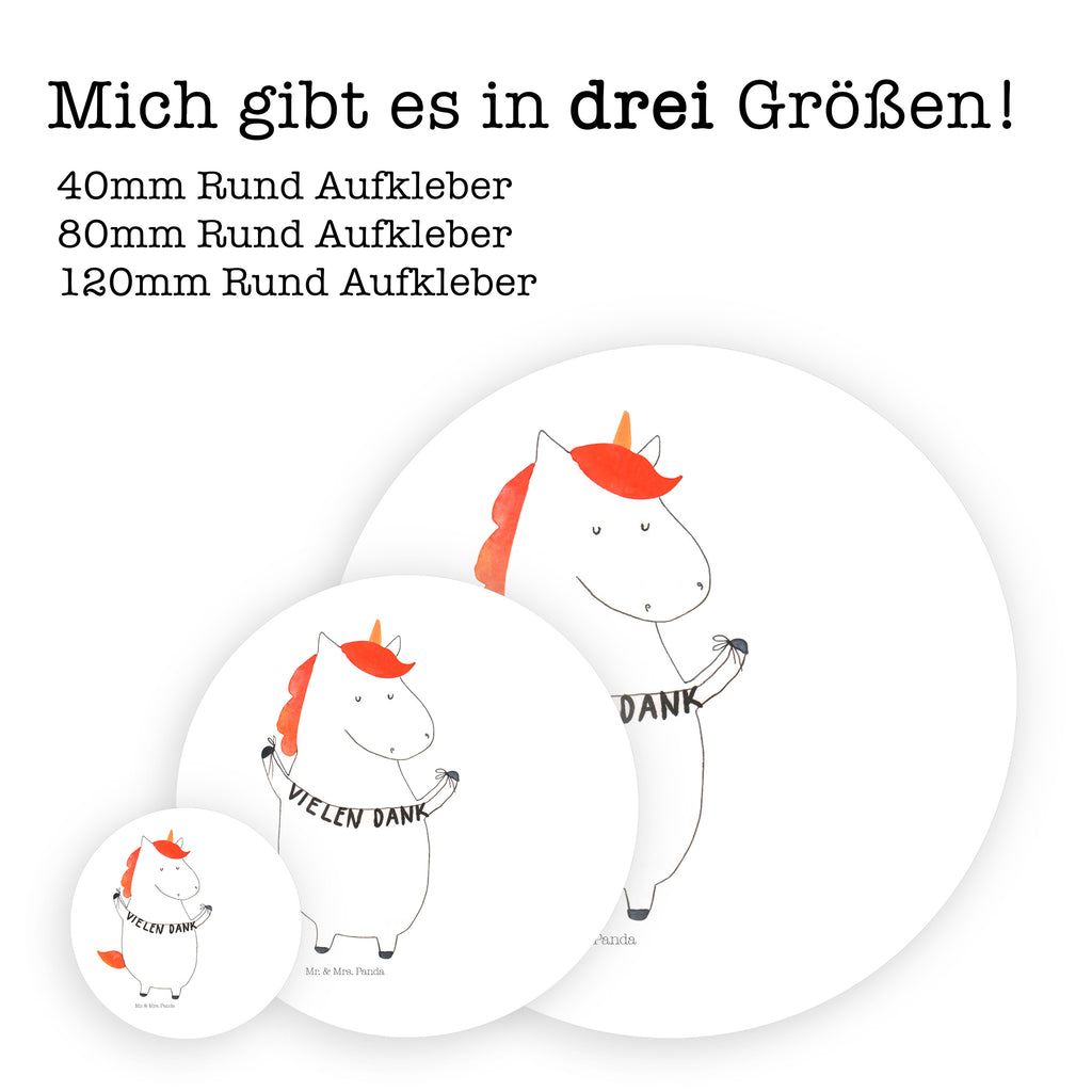 40mm Rund Aufkleber Einhorn Vielen Dank Sticker, Aufkleber, Etikett, Einhorn, Einhörner, Einhorn Deko, Pegasus, Unicorn, Danke, vielen Dank, Dankeschön, Danksagung