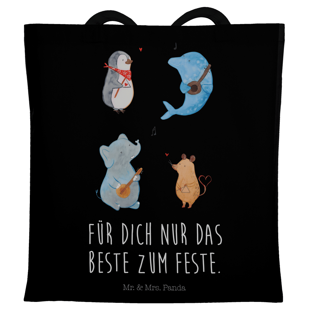 Tragetasche Big Band Beuteltasche, Beutel, Einkaufstasche, Jutebeutel, Stoffbeutel, Tiermotive, Gute Laune, lustige Sprüche, Tiere, Hund, Pinguin, Maus, Elefant, Delfin, Gitarre, Band, Triangel, Musikanten, Musik
