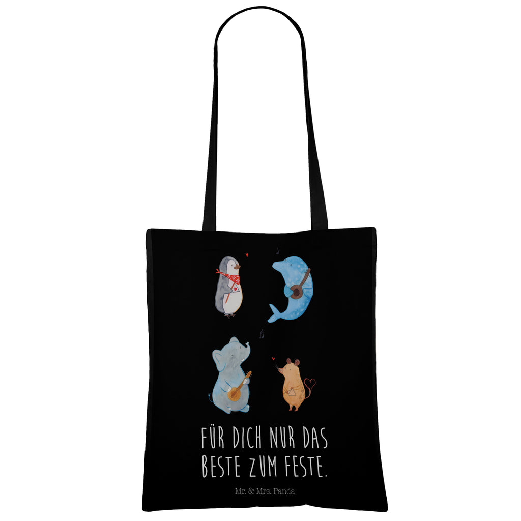 Tragetasche Big Band Beuteltasche, Beutel, Einkaufstasche, Jutebeutel, Stoffbeutel, Tiermotive, Gute Laune, lustige Sprüche, Tiere, Hund, Pinguin, Maus, Elefant, Delfin, Gitarre, Band, Triangel, Musikanten, Musik
