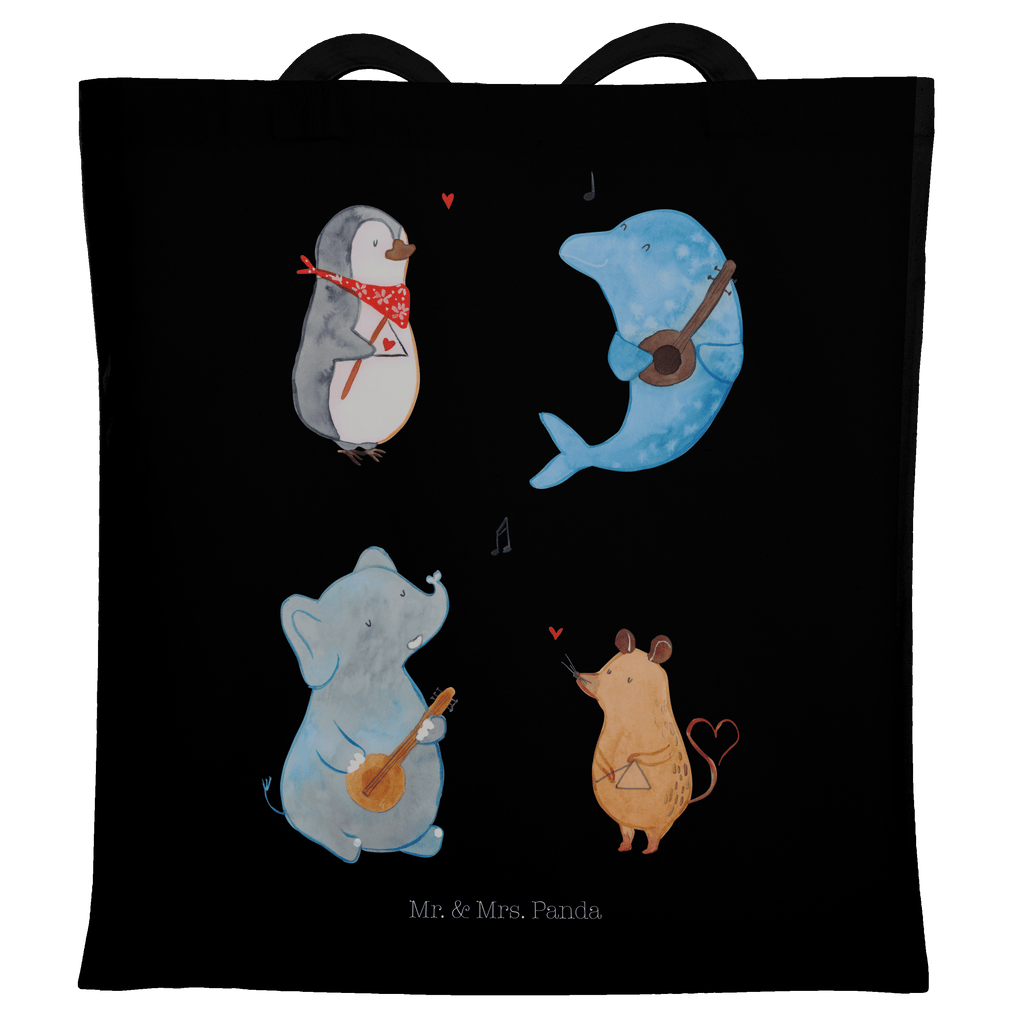 Tragetasche Big Band Beuteltasche, Beutel, Einkaufstasche, Jutebeutel, Stoffbeutel, Tiermotive, Gute Laune, lustige Sprüche, Tiere, Hund, Pinguin, Maus, Elefant, Delfin, Gitarre, Band, Triangel, Musikanten, Musik