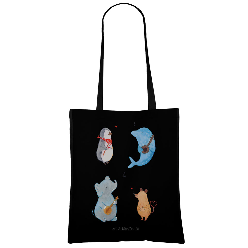 Tragetasche Big Band Beuteltasche, Beutel, Einkaufstasche, Jutebeutel, Stoffbeutel, Tiermotive, Gute Laune, lustige Sprüche, Tiere, Hund, Pinguin, Maus, Elefant, Delfin, Gitarre, Band, Triangel, Musikanten, Musik