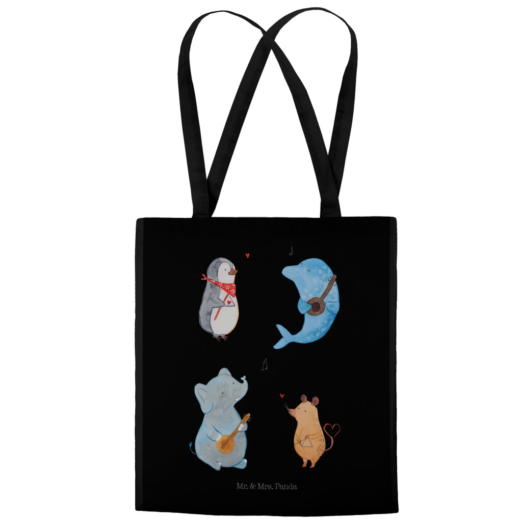 Tragetasche Big Band Beuteltasche, Beutel, Einkaufstasche, Jutebeutel, Stoffbeutel, Tiermotive, Gute Laune, lustige Sprüche, Tiere, Hund, Pinguin, Maus, Elefant, Delfin, Gitarre, Band, Triangel, Musikanten, Musik