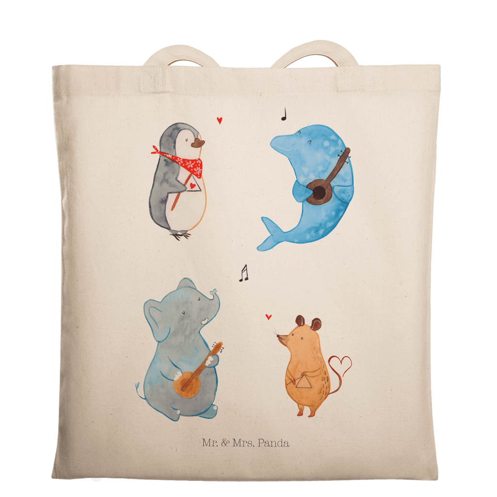 Tragetasche Big Band Beuteltasche, Beutel, Einkaufstasche, Jutebeutel, Stoffbeutel, Tiermotive, Gute Laune, lustige Sprüche, Tiere, Hund, Pinguin, Maus, Elefant, Delfin, Gitarre, Band, Triangel, Musikanten, Musik