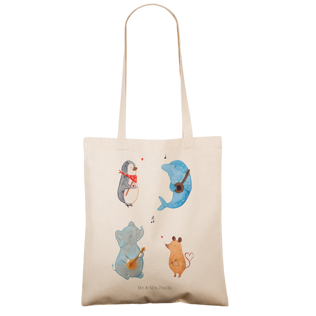Tragetasche Big Band Beuteltasche, Beutel, Einkaufstasche, Jutebeutel, Stoffbeutel, Tiermotive, Gute Laune, lustige Sprüche, Tiere, Hund, Pinguin, Maus, Elefant, Delfin, Gitarre, Band, Triangel, Musikanten, Musik