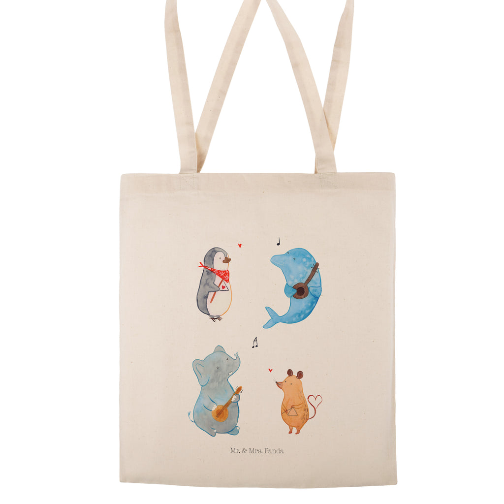 Tragetasche Big Band Beuteltasche, Beutel, Einkaufstasche, Jutebeutel, Stoffbeutel, Tiermotive, Gute Laune, lustige Sprüche, Tiere, Hund, Pinguin, Maus, Elefant, Delfin, Gitarre, Band, Triangel, Musikanten, Musik