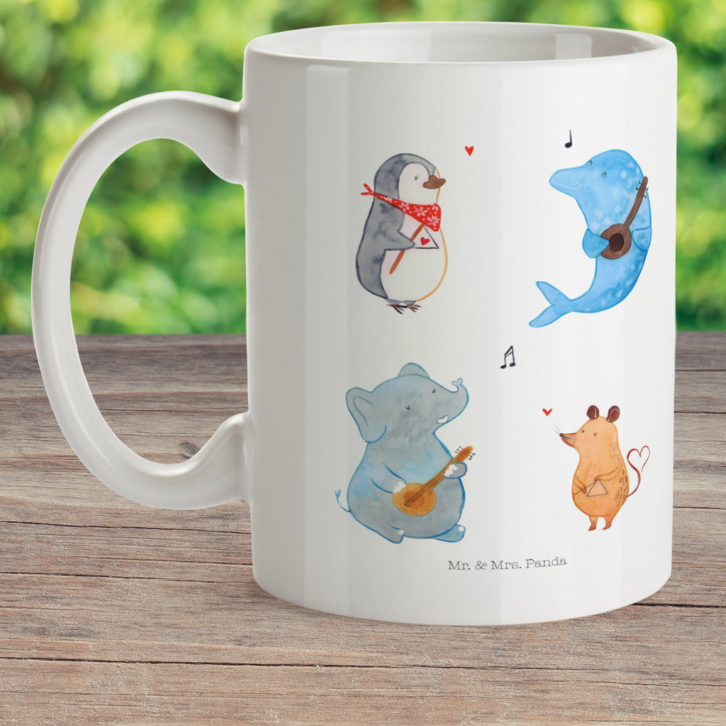 Kindertasse Big Band Kunststoff Tasse, Kindergarten, Tasse, Trinkbecher, Camping Becher, Kaffeetasse, Kunststoffbecher, Kindergartenbecher, Outdoorgeschirr, Kunststoffgeschirr, Reisebecher, Reisetasse, Kinderbecher, Tiermotive, Gute Laune, lustige Sprüche, Tiere, Hund, Pinguin, Maus, Elefant, Delfin, Gitarre, Band, Triangel, Musikanten, Musik