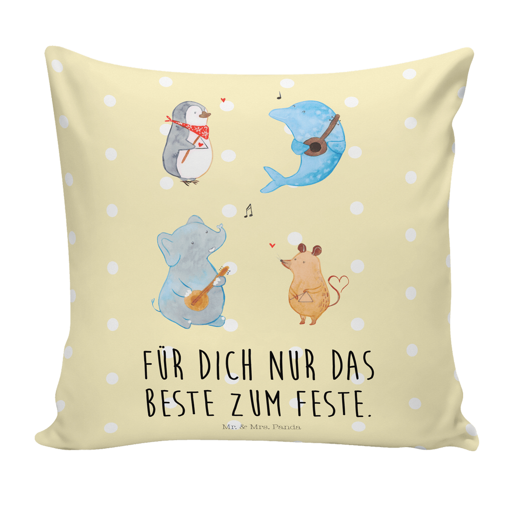 40x40 Kissen Big Band Kissenhülle, Kopfkissen, Sofakissen, Dekokissen, Motivkissen, Tiermotive, Gute Laune, lustige Sprüche, Tiere, Hund, Pinguin, Maus, Elefant, Delfin, Gitarre, Band, Triangel, Musikanten, Musik