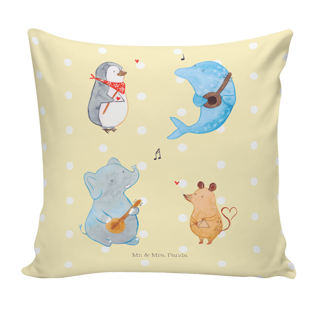 40x40 Kissen Big Band Kissenhülle, Kopfkissen, Sofakissen, Dekokissen, Motivkissen, Tiermotive, Gute Laune, lustige Sprüche, Tiere, Hund, Pinguin, Maus, Elefant, Delfin, Gitarre, Band, Triangel, Musikanten, Musik
