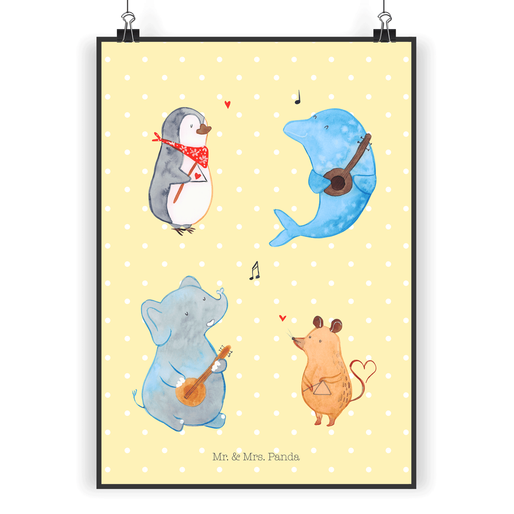 Poster Big Band Poster, Wandposter, Bild, Wanddeko, Küchenposter, Kinderposter, Wanddeko Bild, Raumdekoration, Wanddekoration, Handgemaltes Poster, Mr. & Mrs. Panda Poster, Designposter, Kunstdruck, Posterdruck, Tiermotive, Gute Laune, lustige Sprüche, Tiere, Hund, Pinguin, Maus, Elefant, Delfin, Gitarre, Band, Triangel, Musikanten, Musik