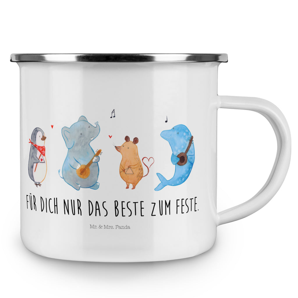 Camping Emaille Tasse Big Band Campingtasse, Trinkbecher, Metalltasse, Outdoor Tasse, Emaille Trinkbecher, Blechtasse Outdoor, Emaille Campingbecher, Edelstahl Trinkbecher, Metalltasse für Camping, Kaffee Blechtasse, Camping Tasse Metall, Tiermotive, Gute Laune, lustige Sprüche, Tiere, Hund, Pinguin, Maus, Elefant, Delfin, Gitarre, Band, Triangel, Musikanten, Musik