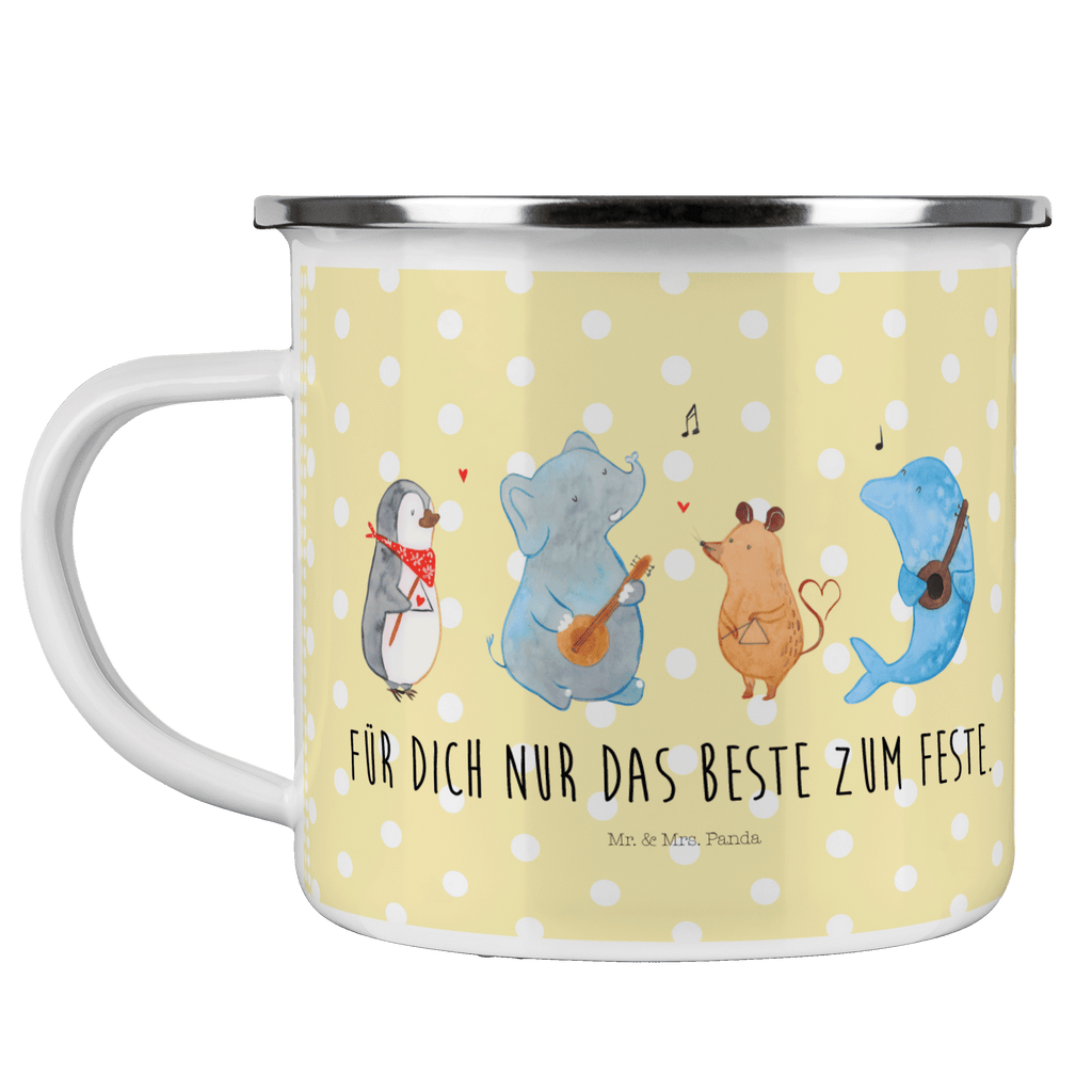 Camping Emaille Tasse Big Band Campingtasse, Trinkbecher, Metalltasse, Outdoor Tasse, Emaille Trinkbecher, Blechtasse Outdoor, Emaille Campingbecher, Edelstahl Trinkbecher, Metalltasse für Camping, Kaffee Blechtasse, Camping Tasse Metall, Tiermotive, Gute Laune, lustige Sprüche, Tiere, Hund, Pinguin, Maus, Elefant, Delfin, Gitarre, Band, Triangel, Musikanten, Musik