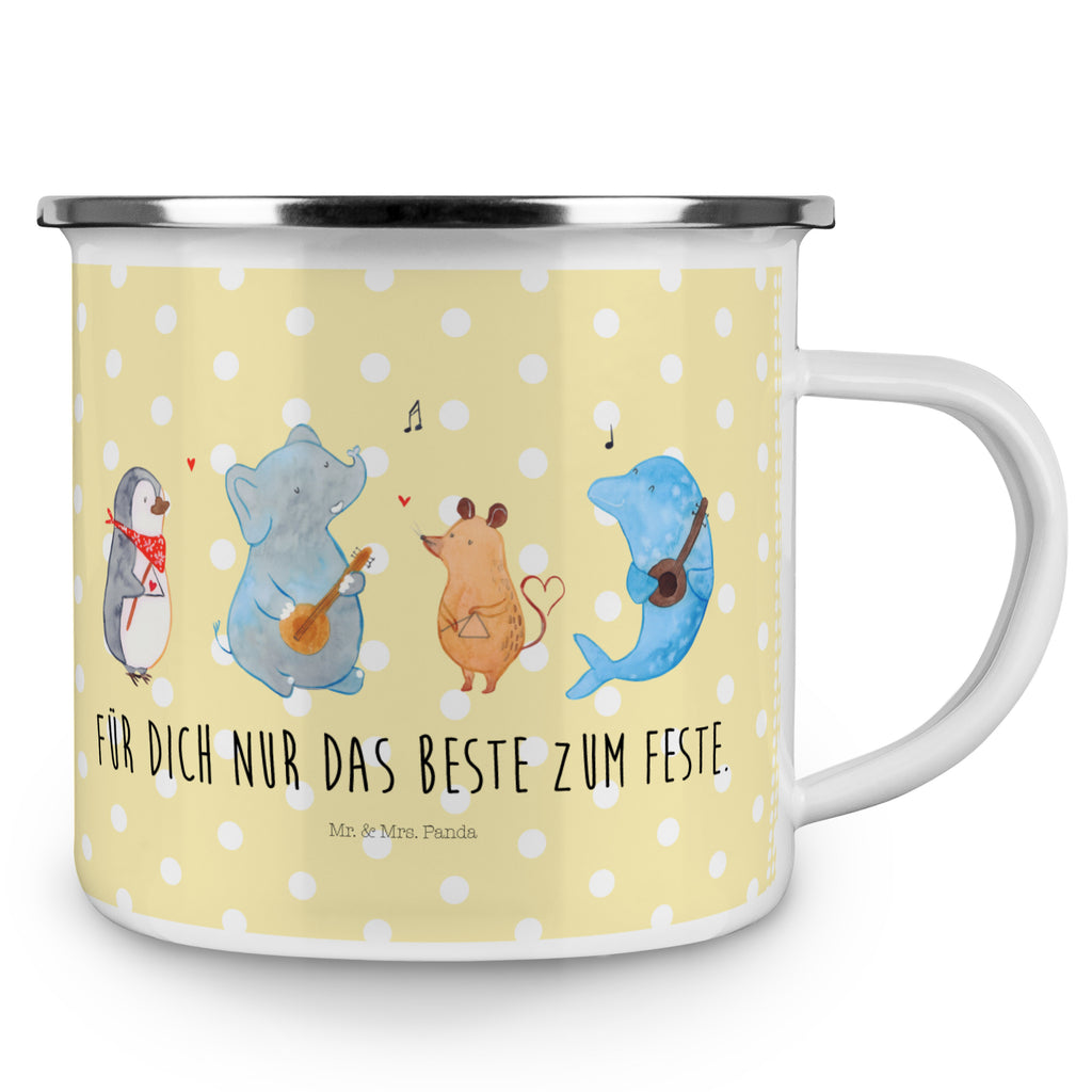 Camping Emaille Tasse Big Band Campingtasse, Trinkbecher, Metalltasse, Outdoor Tasse, Emaille Trinkbecher, Blechtasse Outdoor, Emaille Campingbecher, Edelstahl Trinkbecher, Metalltasse für Camping, Kaffee Blechtasse, Camping Tasse Metall, Tiermotive, Gute Laune, lustige Sprüche, Tiere, Hund, Pinguin, Maus, Elefant, Delfin, Gitarre, Band, Triangel, Musikanten, Musik