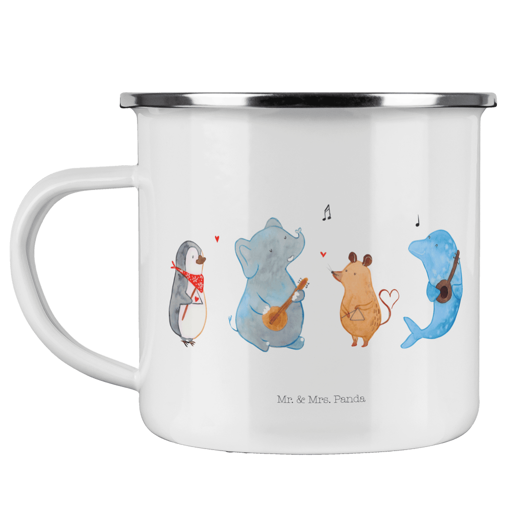 Camping Emaille Tasse Big Band Campingtasse, Trinkbecher, Metalltasse, Outdoor Tasse, Emaille Trinkbecher, Blechtasse Outdoor, Emaille Campingbecher, Edelstahl Trinkbecher, Metalltasse für Camping, Kaffee Blechtasse, Camping Tasse Metall, Tiermotive, Gute Laune, lustige Sprüche, Tiere, Hund, Pinguin, Maus, Elefant, Delfin, Gitarre, Band, Triangel, Musikanten, Musik