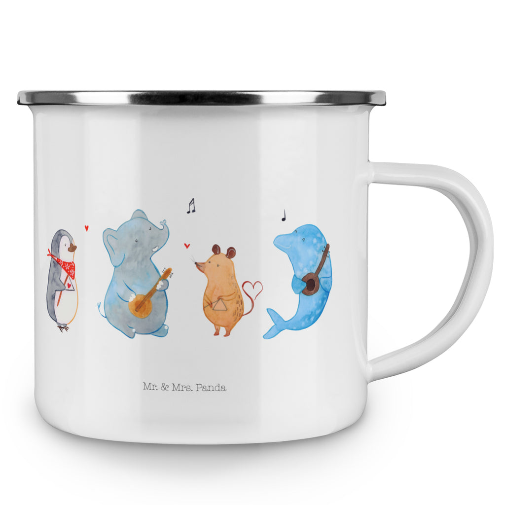 Camping Emaille Tasse Big Band Campingtasse, Trinkbecher, Metalltasse, Outdoor Tasse, Emaille Trinkbecher, Blechtasse Outdoor, Emaille Campingbecher, Edelstahl Trinkbecher, Metalltasse für Camping, Kaffee Blechtasse, Camping Tasse Metall, Tiermotive, Gute Laune, lustige Sprüche, Tiere, Hund, Pinguin, Maus, Elefant, Delfin, Gitarre, Band, Triangel, Musikanten, Musik
