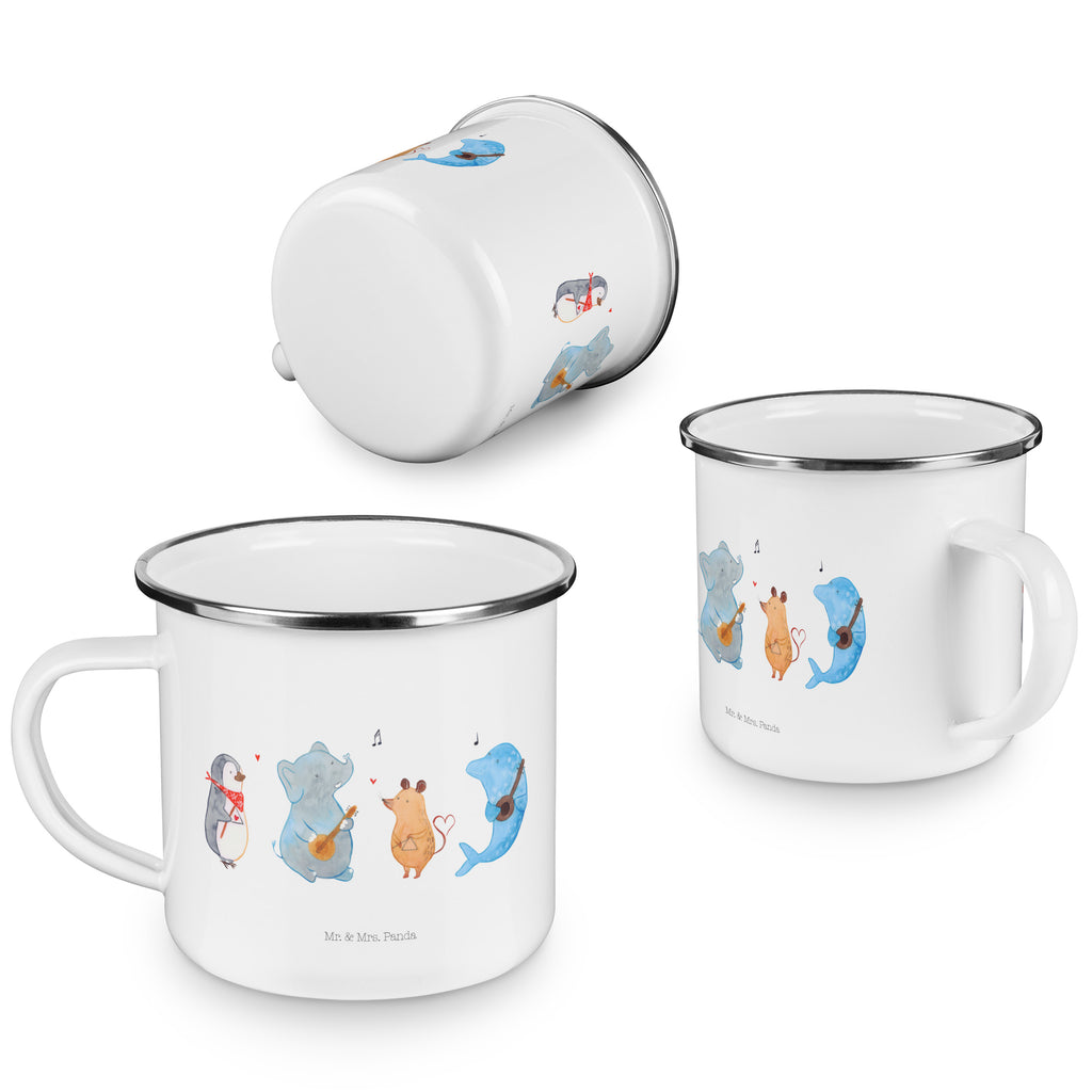 Camping Emaille Tasse Big Band Campingtasse, Trinkbecher, Metalltasse, Outdoor Tasse, Emaille Trinkbecher, Blechtasse Outdoor, Emaille Campingbecher, Edelstahl Trinkbecher, Metalltasse für Camping, Kaffee Blechtasse, Camping Tasse Metall, Tiermotive, Gute Laune, lustige Sprüche, Tiere, Hund, Pinguin, Maus, Elefant, Delfin, Gitarre, Band, Triangel, Musikanten, Musik