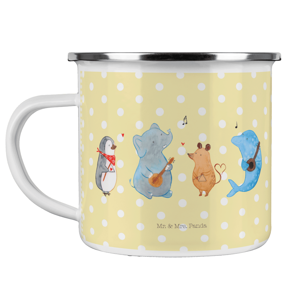 Camping Emaille Tasse Big Band Campingtasse, Trinkbecher, Metalltasse, Outdoor Tasse, Emaille Trinkbecher, Blechtasse Outdoor, Emaille Campingbecher, Edelstahl Trinkbecher, Metalltasse für Camping, Kaffee Blechtasse, Camping Tasse Metall, Tiermotive, Gute Laune, lustige Sprüche, Tiere, Hund, Pinguin, Maus, Elefant, Delfin, Gitarre, Band, Triangel, Musikanten, Musik