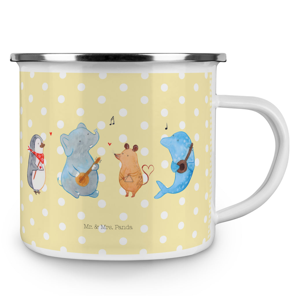 Camping Emaille Tasse Big Band Campingtasse, Trinkbecher, Metalltasse, Outdoor Tasse, Emaille Trinkbecher, Blechtasse Outdoor, Emaille Campingbecher, Edelstahl Trinkbecher, Metalltasse für Camping, Kaffee Blechtasse, Camping Tasse Metall, Tiermotive, Gute Laune, lustige Sprüche, Tiere, Hund, Pinguin, Maus, Elefant, Delfin, Gitarre, Band, Triangel, Musikanten, Musik