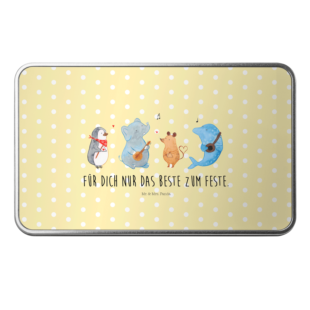 Metalldose rechteckig Big Band Blechdose, Metalldose, Blechbox, Container, Keksdose, Vorratsdose, Vorratsbox, Döschen, Versperbox, Vesperdose, Aufbewahrungsdose, Aufbewahrungsbox, Aluminiumdose, Dose, Tiermotive, Gute Laune, lustige Sprüche, Tiere, Hund, Pinguin, Maus, Elefant, Delfin, Gitarre, Band, Triangel, Musikanten, Musik