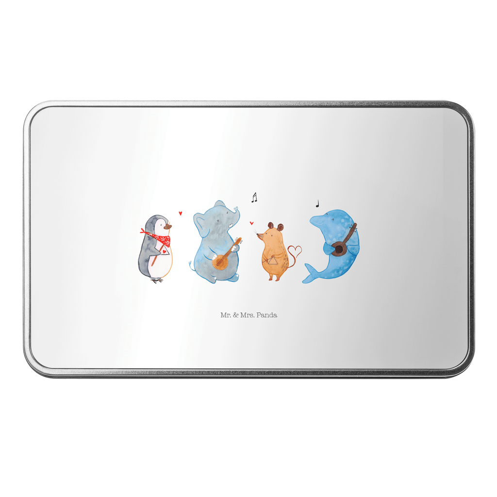 Metalldose rechteckig Big Band Blechdose, Metalldose, Blechbox, Container, Keksdose, Vorratsdose, Vorratsbox, Döschen, Versperbox, Vesperdose, Aufbewahrungsdose, Aufbewahrungsbox, Aluminiumdose, Dose, Tiermotive, Gute Laune, lustige Sprüche, Tiere, Hund, Pinguin, Maus, Elefant, Delfin, Gitarre, Band, Triangel, Musikanten, Musik