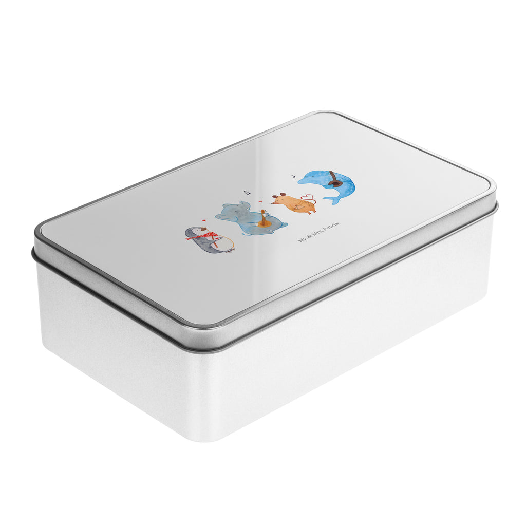 Metalldose rechteckig Big Band Blechdose, Metalldose, Blechbox, Container, Keksdose, Vorratsdose, Vorratsbox, Döschen, Versperbox, Vesperdose, Aufbewahrungsdose, Aufbewahrungsbox, Aluminiumdose, Dose, Tiermotive, Gute Laune, lustige Sprüche, Tiere, Hund, Pinguin, Maus, Elefant, Delfin, Gitarre, Band, Triangel, Musikanten, Musik