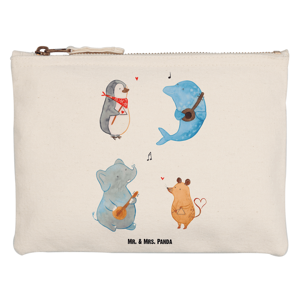 Schminktasche Big Band Schminktasche, Kosmetiktasche, Kosmetikbeutel, Stiftemäppchen, Etui, Federmappe, Makeup, XXL, Schminketui, Kosmetiketui, Schlamperetui, Tiermotive, Gute Laune, lustige Sprüche, Tiere, Hund, Pinguin, Maus, Elefant, Delfin, Gitarre, Band, Triangel, Musikanten, Musik