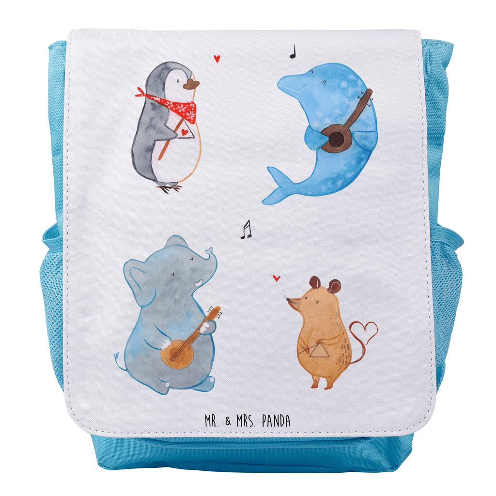Kinderrucksack Big Band Kids, Rucksack, Kinderrucksack, Kinder Rucksack, Rucksack Kindergröße, Kleiner Rucksack, süße Tiermotive, gute Laune, lustige Sprüche, Tiere, Hund, Pinguin, Maus, Elefant, Delfin, Gitarre, Band, Triangel, Musikanten, Musik