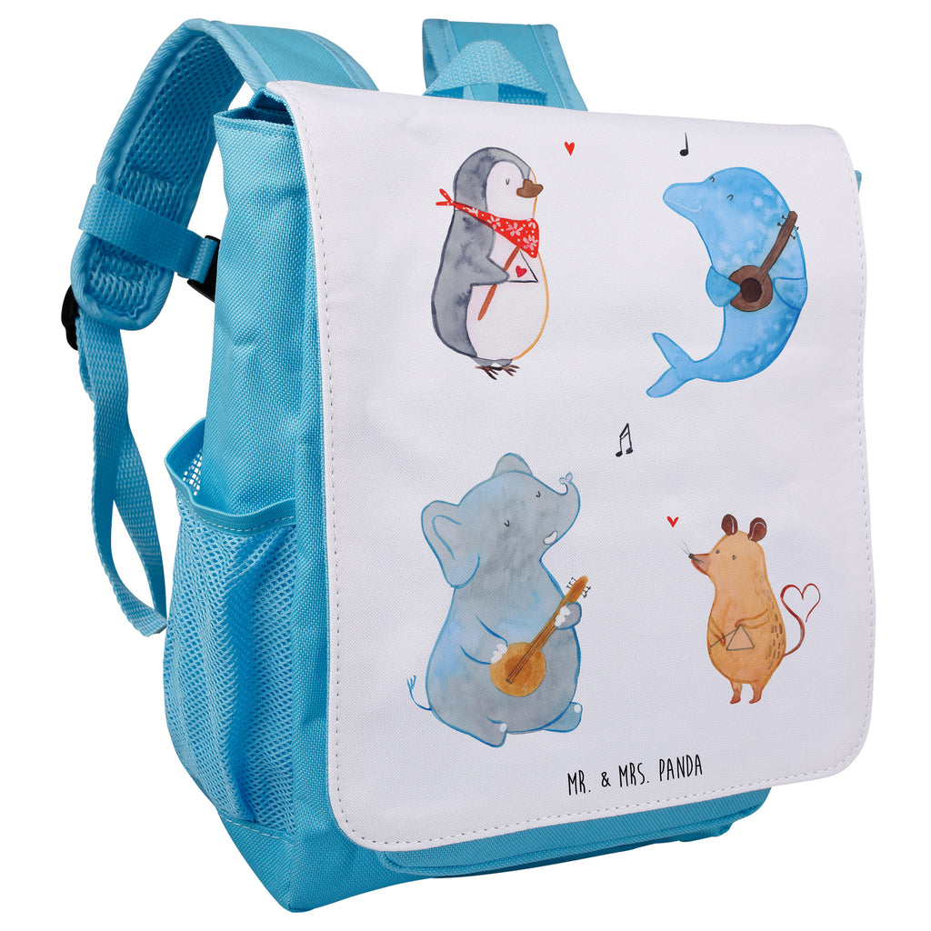 Kinderrucksack Big Band Kids, Rucksack, Kinderrucksack, Kinder Rucksack, Rucksack Kindergröße, Kleiner Rucksack, süße Tiermotive, gute Laune, lustige Sprüche, Tiere, Hund, Pinguin, Maus, Elefant, Delfin, Gitarre, Band, Triangel, Musikanten, Musik