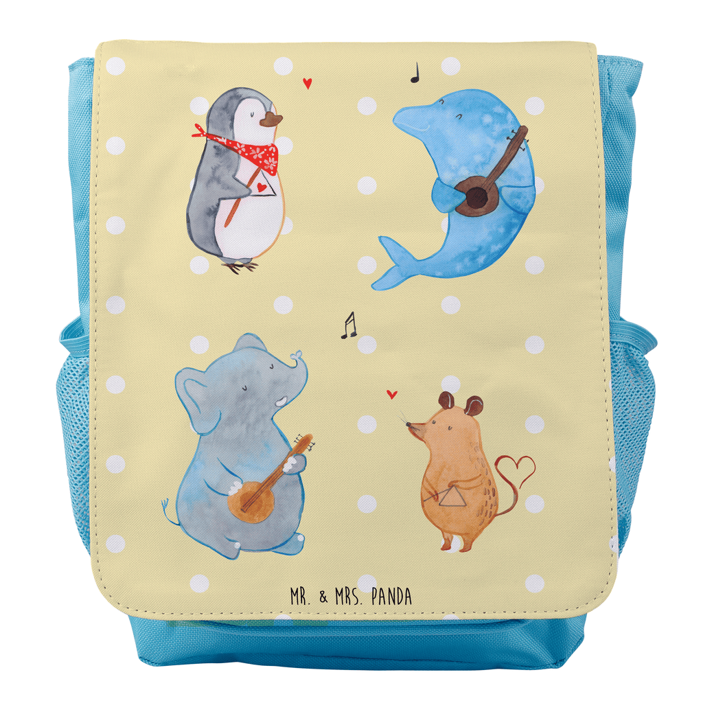 Kinderrucksack Big Band Kids, Rucksack, Kinderrucksack, Kinder Rucksack, Rucksack Kindergröße, Kleiner Rucksack, süße Tiermotive, gute Laune, lustige Sprüche, Tiere, Hund, Pinguin, Maus, Elefant, Delfin, Gitarre, Band, Triangel, Musikanten, Musik
