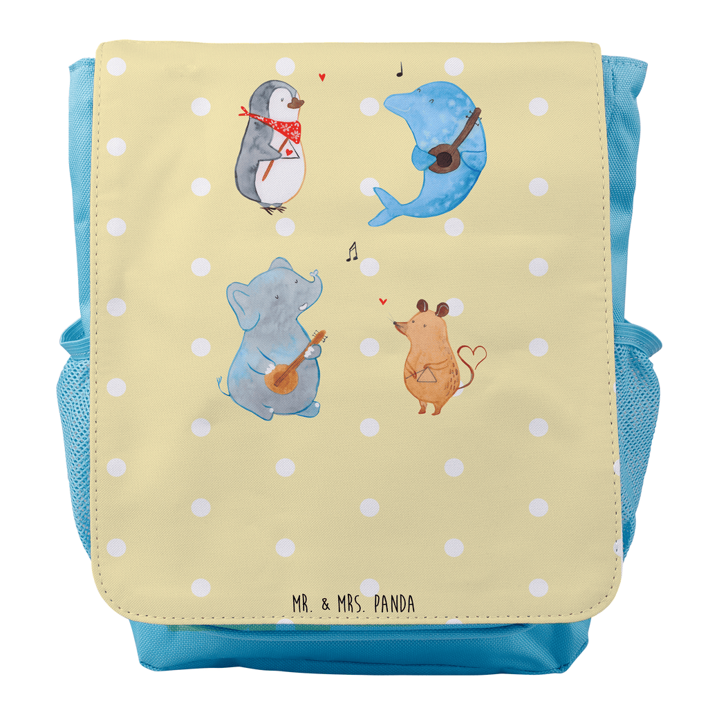 Kinderrucksack Big Band Kids, Rucksack, Kinderrucksack, Kinder Rucksack, Rucksack Kindergröße, Kleiner Rucksack, süße Tiermotive, gute Laune, lustige Sprüche, Tiere, Hund, Pinguin, Maus, Elefant, Delfin, Gitarre, Band, Triangel, Musikanten, Musik