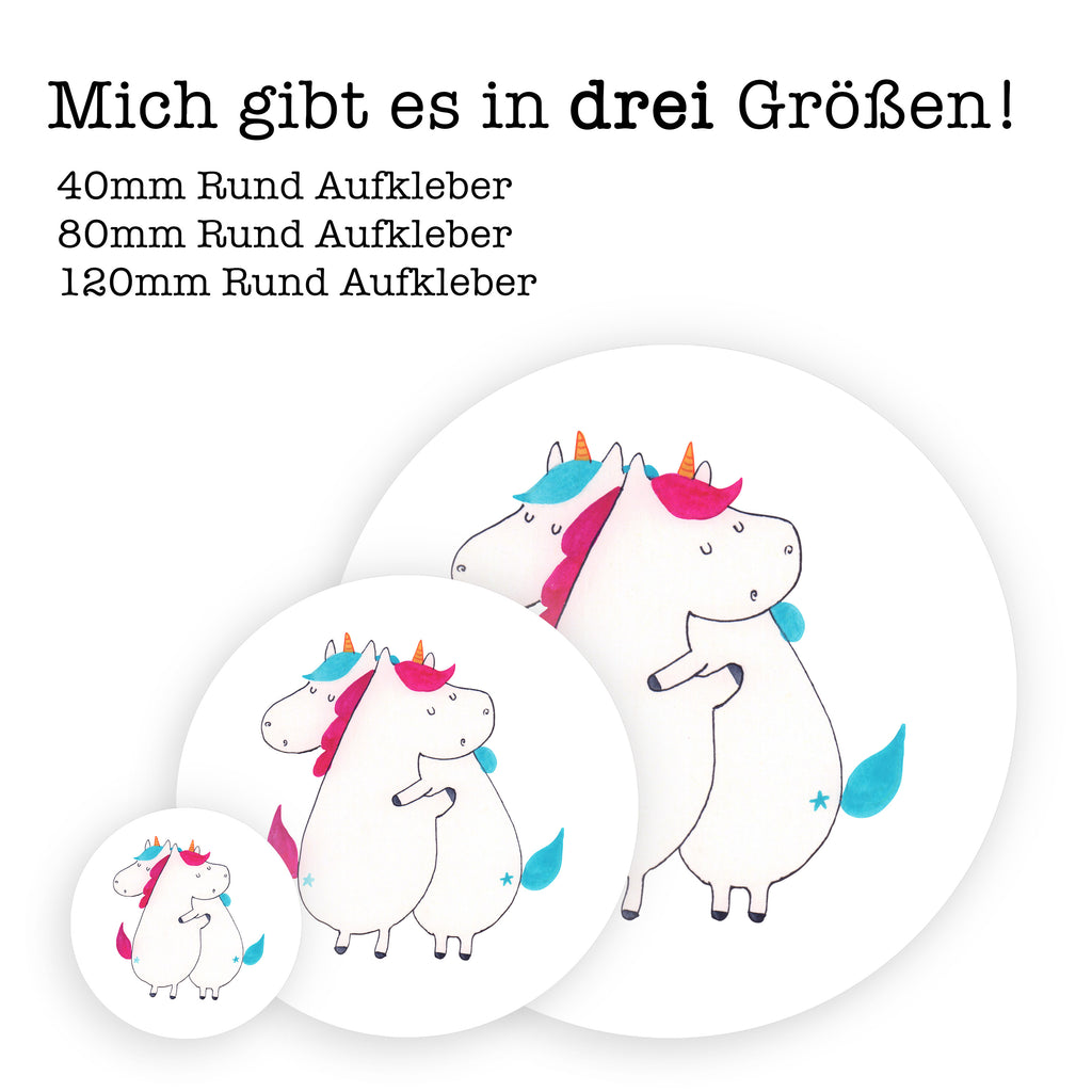 40mm Rund Aufkleber Einhörner Umarmen Sticker, Aufkleber, Etikett, Einhorn, Einhörner, Einhorn Deko, Pegasus, Unicorn, Freundinnen, Freundin, BFF, Schwester, Schwestern, Familie, Geschwister, Sister, Liebe