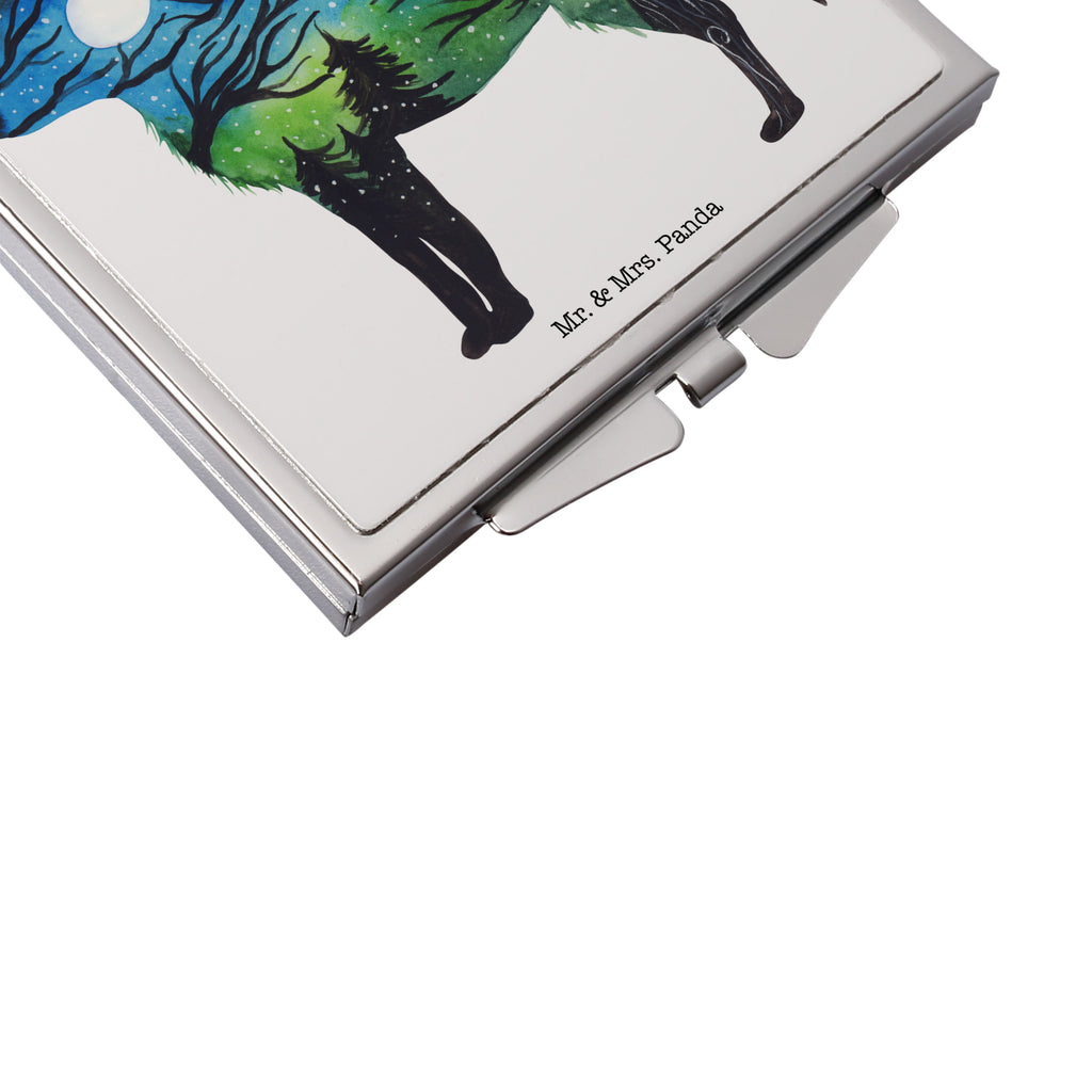 Handtaschenspiegel quadratisch Fuchs Landschaft Spiegel, Handtasche, Quadrat, silber, schminken, Schminkspiegel, Blumen Deko, Frühlings Deko, Sommer Deko, Dekoration, positive Botschaft, Naturliebhaber, Outdoor, Natur, Abenteuer, Fuchs, Landschaft, Motiv, Aquarell, Zeichnung