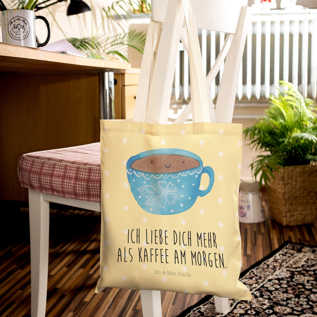 Einkaufstasche Kaffee Tasse Tragetasche, Tasche, Beutel, Stofftasche, Baumwolltasche, Umhängetasche, Shopper, Tiermotive, Gute Laune, lustige Sprüche, Tiere, Kaffee, Tasse, Liebe, Geschmack, Genuss, Glücklich